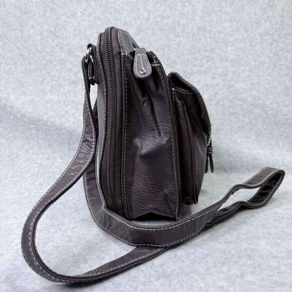 Medium Brown Cross Body Purse with Adjustable Strap Multi Compartments - Picture 10 of 14